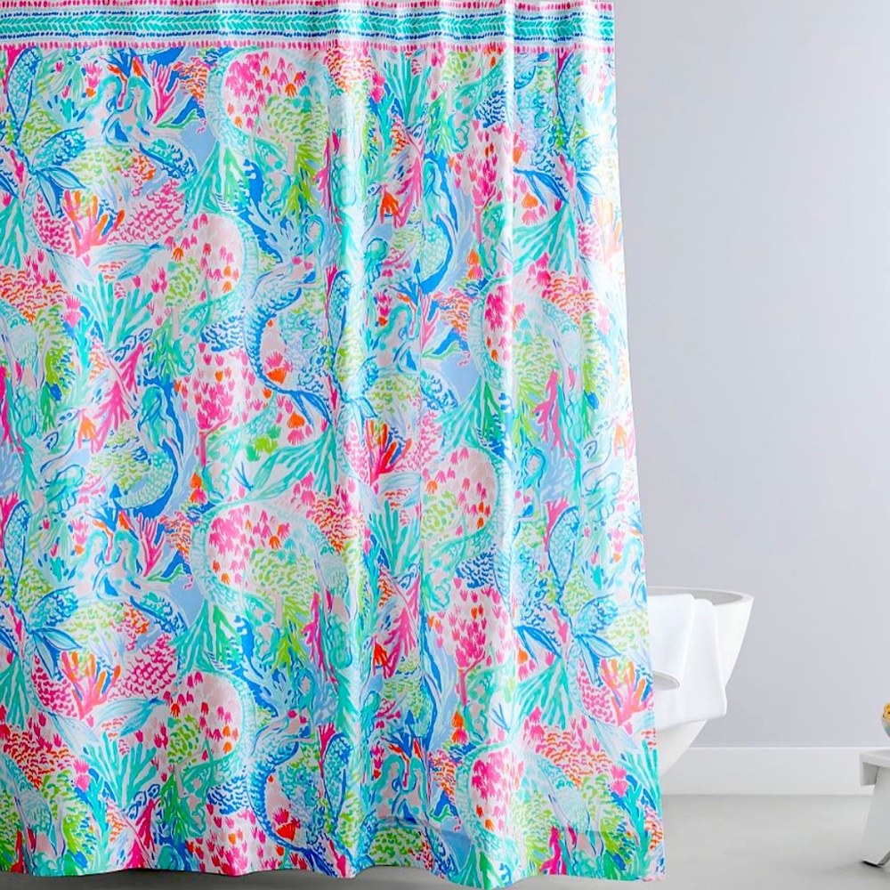 NEW Lilly Pulitzer Vibrant Coral Reef Shower Curtain